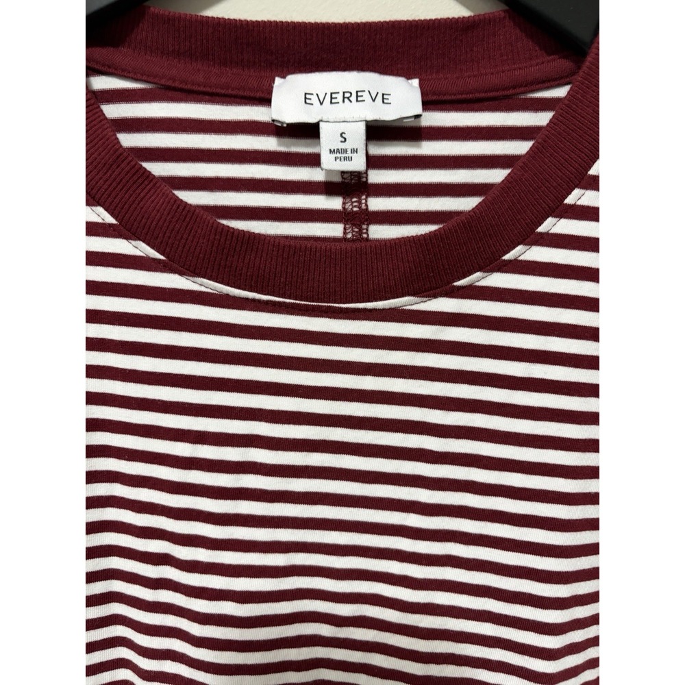 EVEREVE Peyton Snap Cuff Tee Womens S Burgundy White Stripe Long Sleeve - Picture 3 of 8